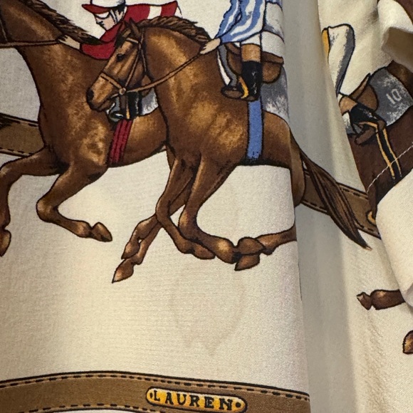 Lauren Equestrian Print Cream Shirt - Picture 8 of 8